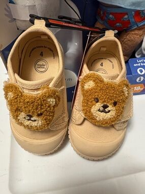 wonder nation Beige Kids' Teddy Bear Velcro Sneakers